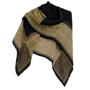 روسری زنانه مدل کرپ نخ دست دوز کد 06