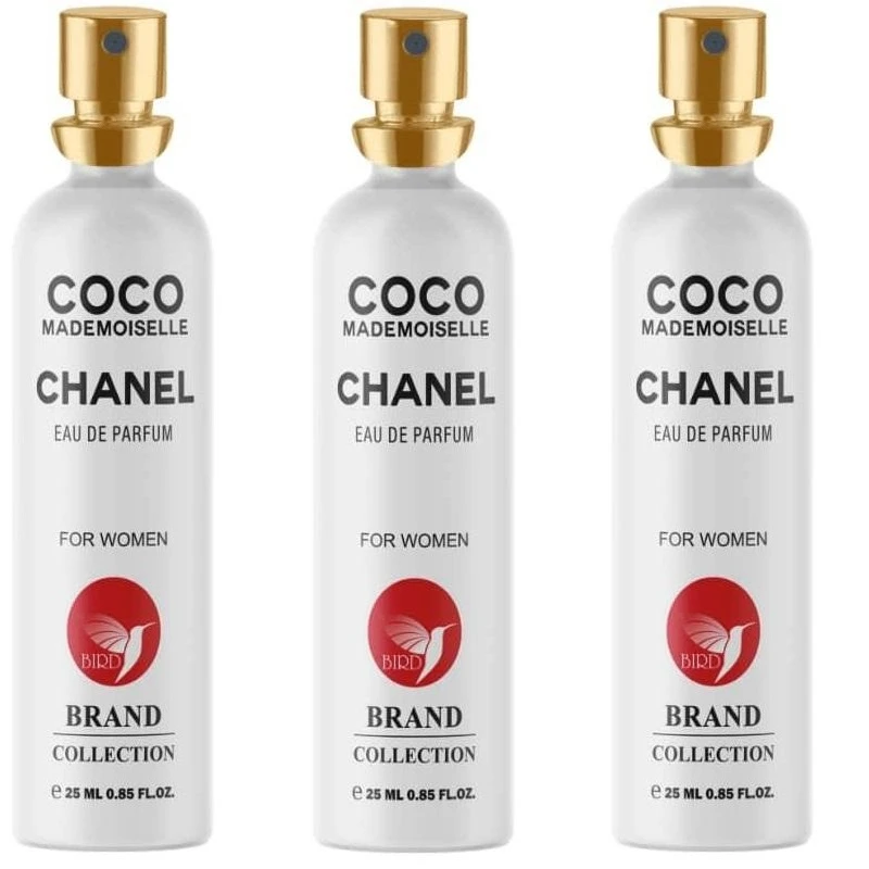 عطرجیبی زنانه برد برند کالکشن مدل Chanel Coco Mademoiselle حجم 25 میلی لیتر مجموعه 3عددی