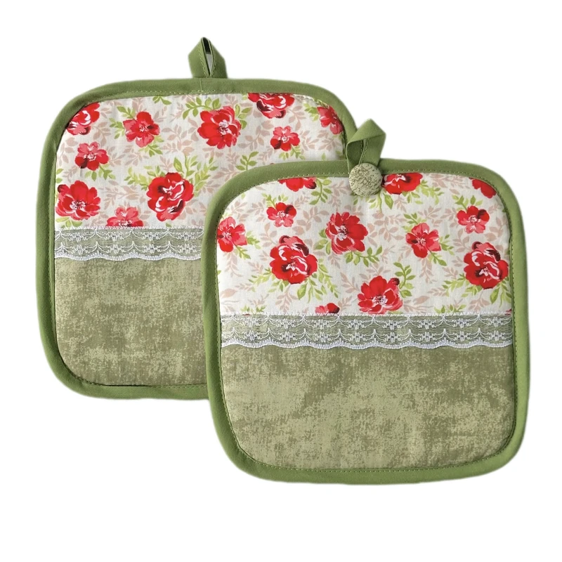 دستگیره آشپزخانه مدل مربع گل رُز کد 03 مجموعه دو عددی