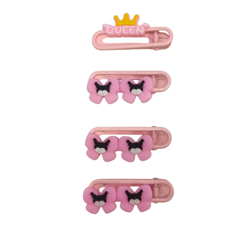 گیره مو دخترانه مدل انبری کرومی کد VEN-ANBO01 بسته 4 عددی