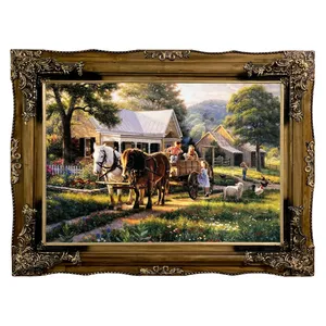 تابلو فرش ماشینی طرح دستبافت مدل اسب و گاری کد 8759