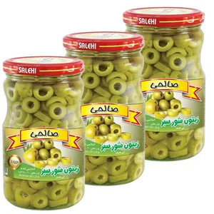 زیتون شور سبز ویژه بدون هسته صالحی - 650 گرم مجموعه 3 عددی