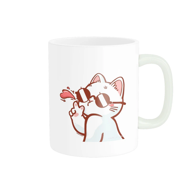 ماگ پاد آفرین مدل سرامیکی طرح گربه کیوت و بامزه کد p9426