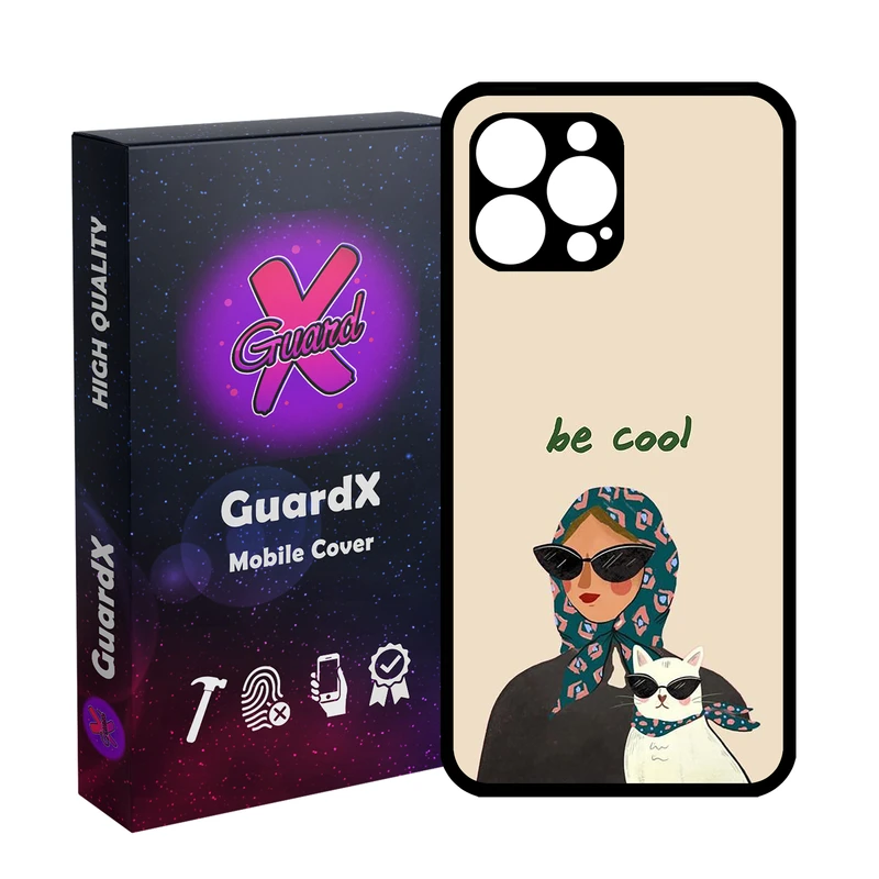کاور گارد ایکس طرح دختر و گربه مدل Glass10726 مناسب برای گوشی موبایل اپل iPhone 12 Pro