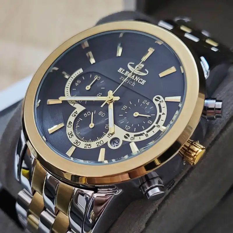 ست ساعت مچی عقربه ای زنانه و مردانه الگانس مدل کورنوگراف کد Zurikh 02