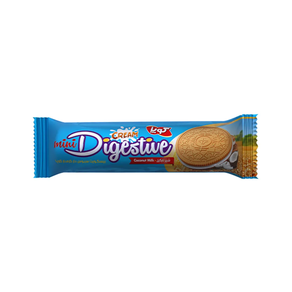 بیسکوییت مینی دایجستیو کرمدار شیر نارگیل کوپا - 85 گرم