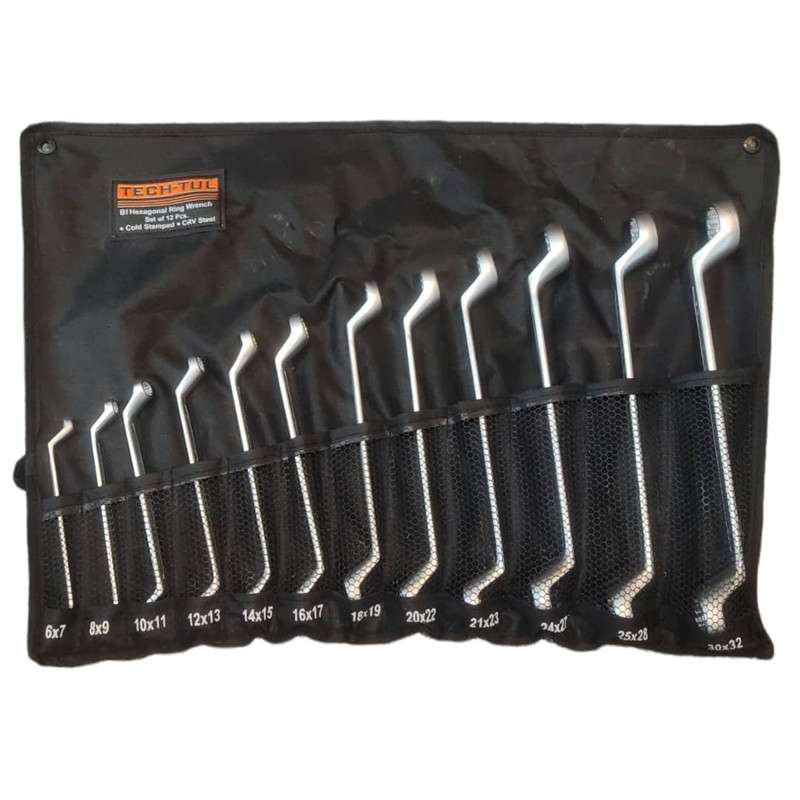 آچار دو سر رینگی تچ تول مدل CRV-12-2S مجموعه ۱۲ عددی