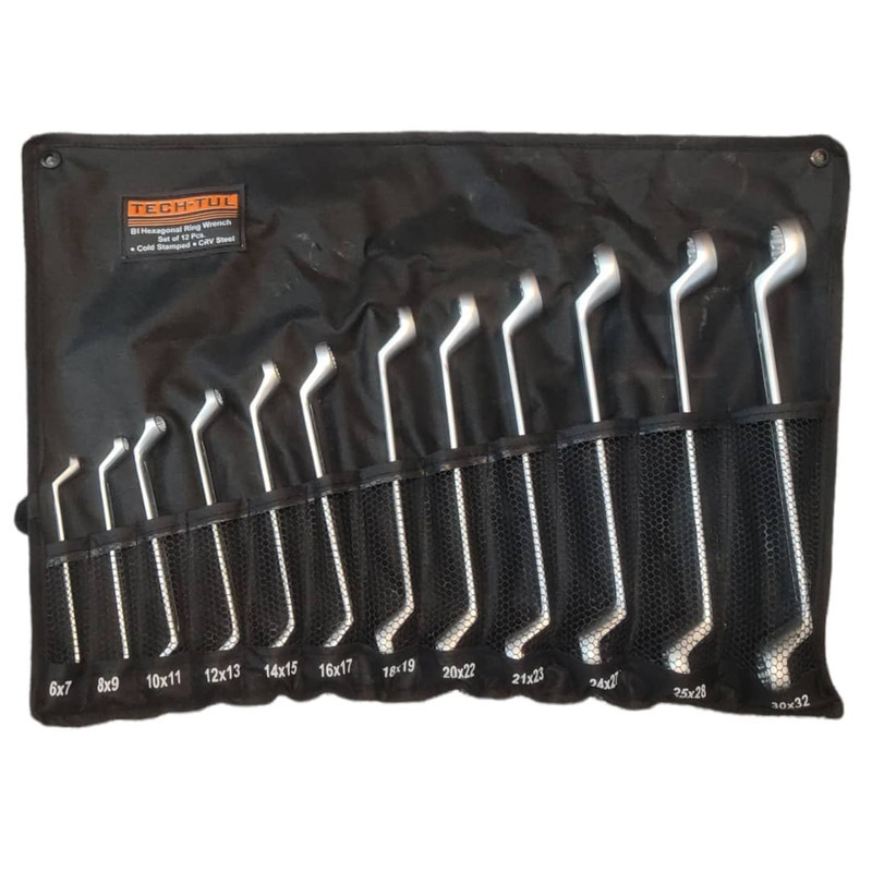 آچار دو سر رینگی تچ تول مدل CRV-12-2S مجموعه ۱۲ عددی