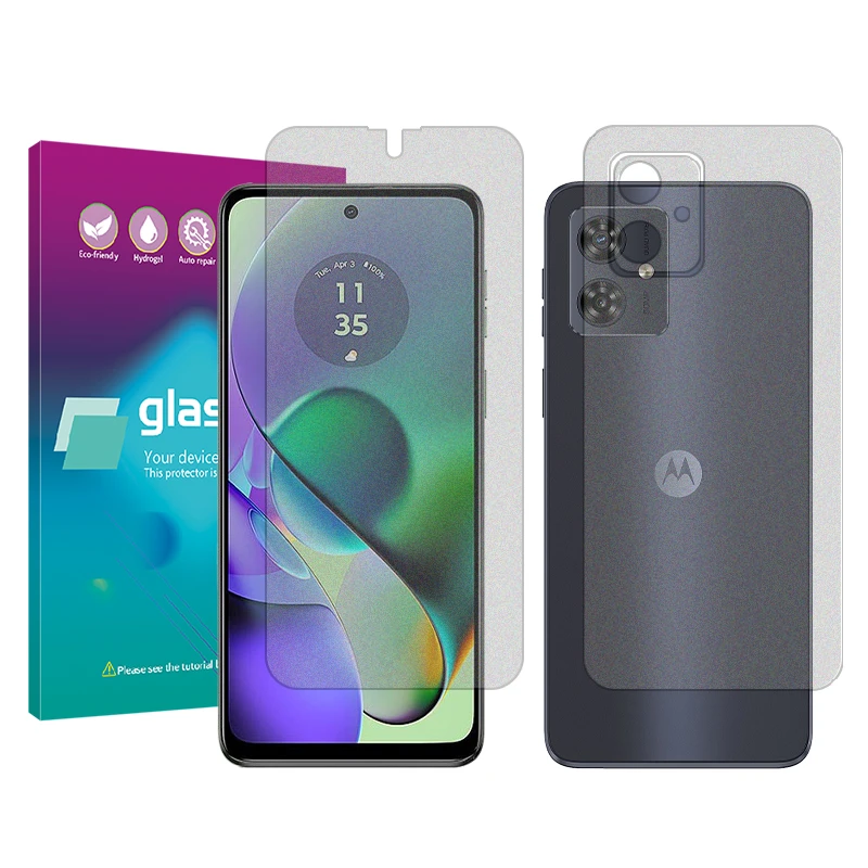 محافظ صفحه نمایش مات گلس پرو مدل Resistant مناسب برای گوشی موبایل موتورولا Moto G54 به همراه محافظ پشت گوشی