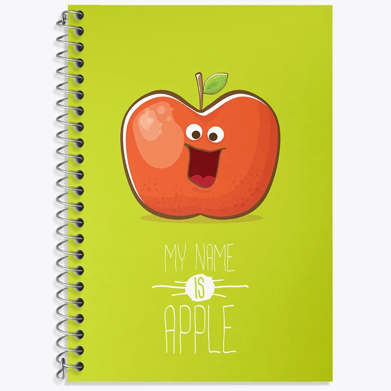 دفتر زبان 50 برگ خندالو مدل دو خط طرح سیب بامزه کد N614