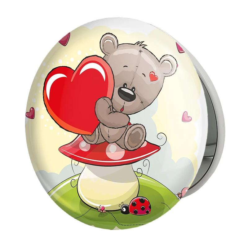 آینه جیبی خندالو طرح عاشقانه مدل تاشو کد 1870 