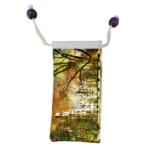 کاور عینک اطلس آبی طرح پاییز و برج و درخت خشکیده مدل KE1022