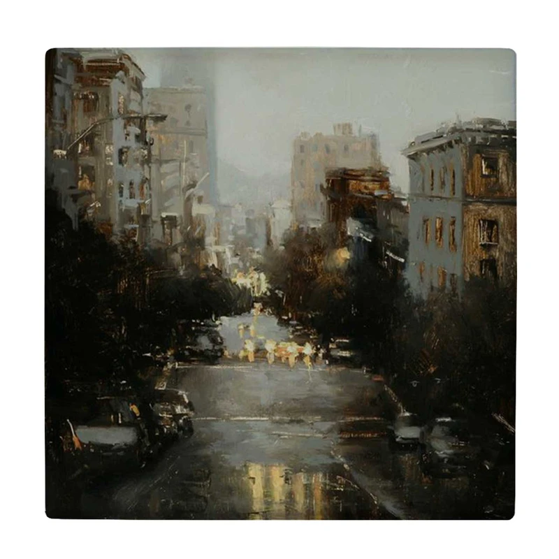  زیر لیوانی  طرح نقاشی آبستره شهر بارانی کد    5978791_4828