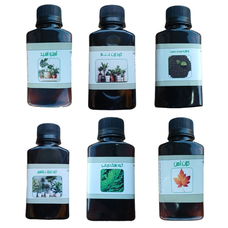 کود مایع امینو اسید و هیومیک اسید و جلبک دریایی و نیترات پتاسیم و سولفات پتاسیم و کلات آهن مدل life - D حجم 110 میلی لیتر بسته 6 عددی