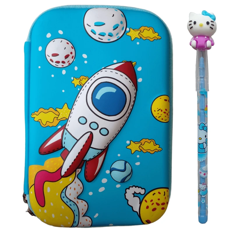 جامدادی مدل تبلتی طرح فضانورد سه بعدی کد R43 به همراه مداد فشنگی