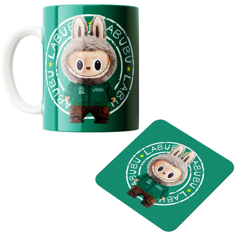 ماگ پاد آفرین مدل عروسک لبوبو کد PZ419 به همراه زیرلیوانی