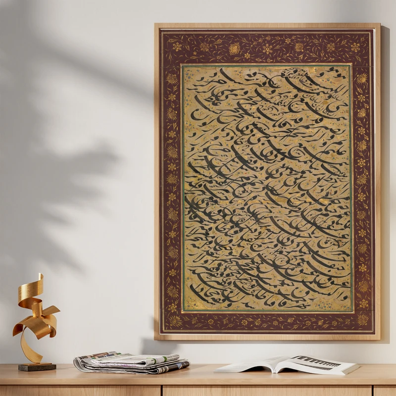 تابلو طرح نگاره سنتی مدل G01467 فریم کرم روشن