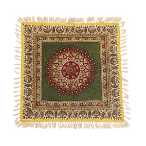 رومیزی قلمکار صنایع دستی فاخر مدل مدرن طرح اسلیمی کد Sq60Arabesque-RGY