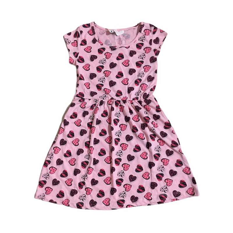 پیراهن دخترانه اچ اند ام مدل قلب رنگ صورتی