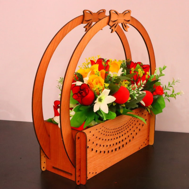 باکس گل مصنوعی مدل چوبی کد B80 باکس گل مصنوعی مدل چوبی کد B80