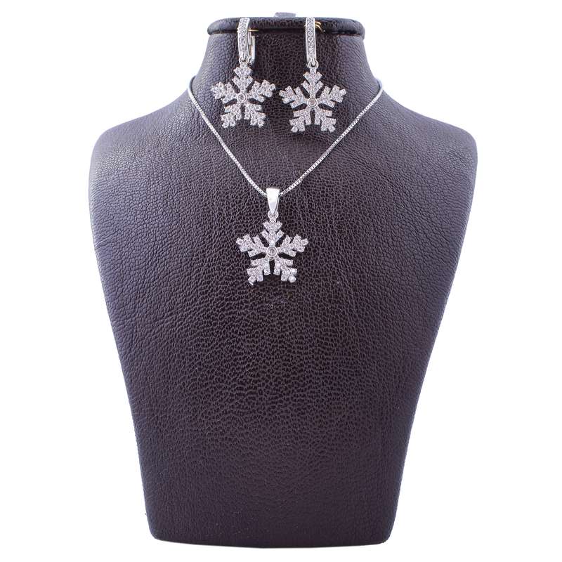 نیم ست نقره زنانه مدل دانه برف GA-N081