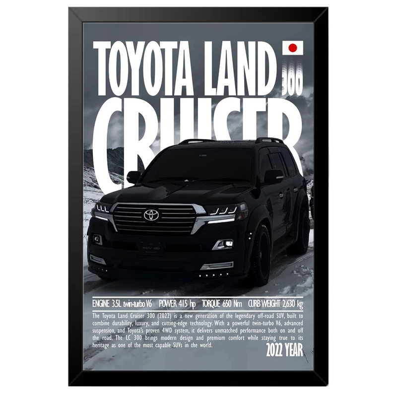 تابلو بکلیت طرح ماشین و خودرو تویوتا لندکروز Toyota LandCruiser مدل B-po1942 فریم مشکی