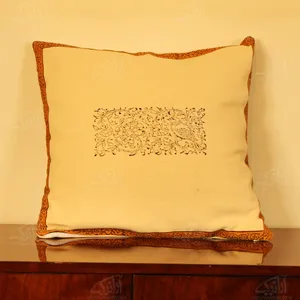 کوسن قلمکار‏  ‏‏آبی‏ طرح ‏بند چرمی‏ مدل 1419800004