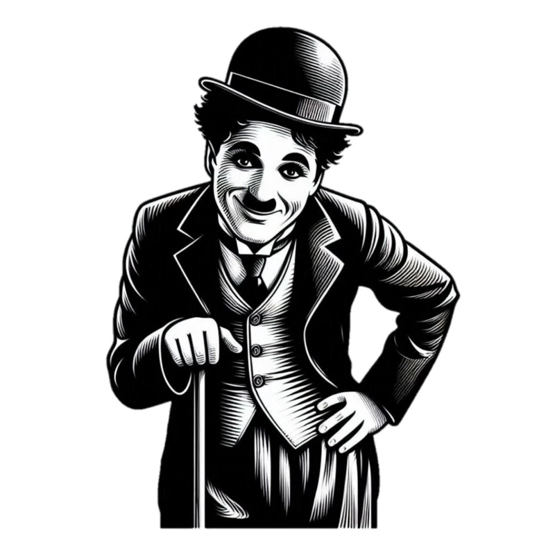 استیکر پارچه و لباس پاد آفرین مدل بازیگر چارلی چاپلین کد 2182