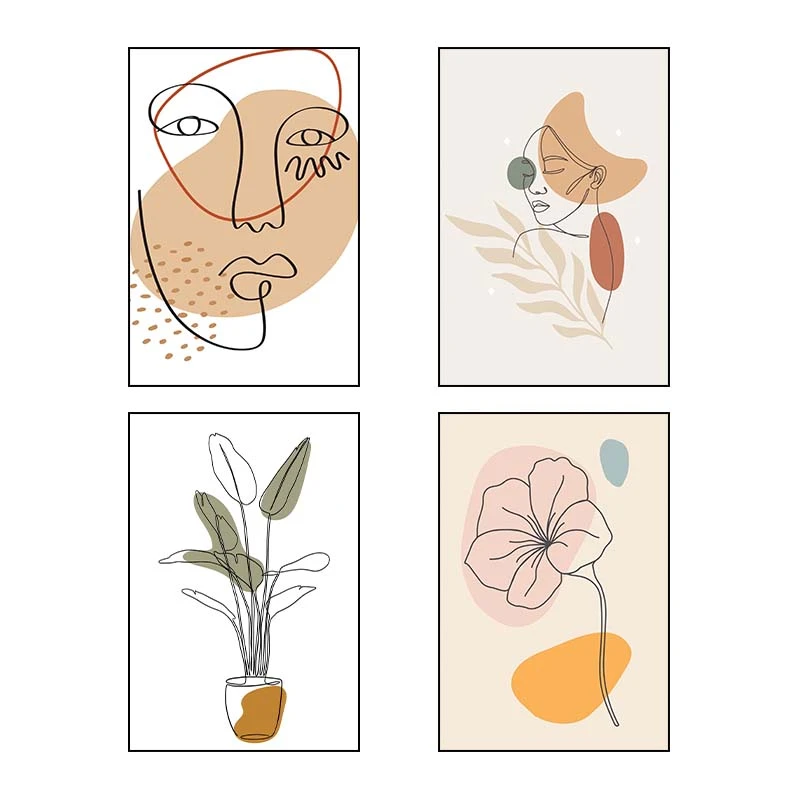 تابلو شاسي کارنيکا طرح مینیمال کد 10098 مجموعه 4 عددی