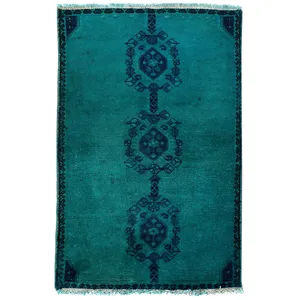 فرش دستبافت رنگ شده یک متری طرح وینتج کد 991259