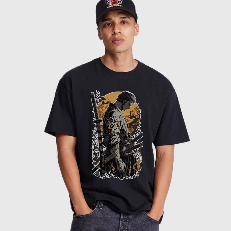 تی شرت آستین کوتاه مردانه مدل انیمه وان پیس طرح زورو کد anm517