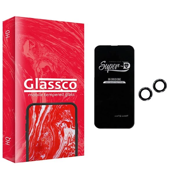 محافظ صفحه نمایش گلس کو مدل CGo1 SuperD مناسب برای گوشی موبایل اپل iPhone 14  به همراه محافظ لنز گوشی