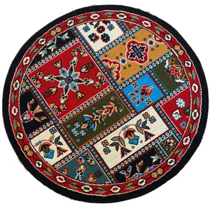 گلیم ماشینی مدل چهل تیکه طرح گرد
