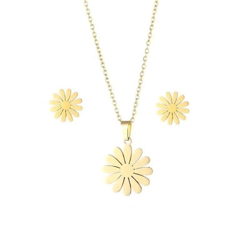 نیم ست طلا 18 عیار زنانه مدل گل