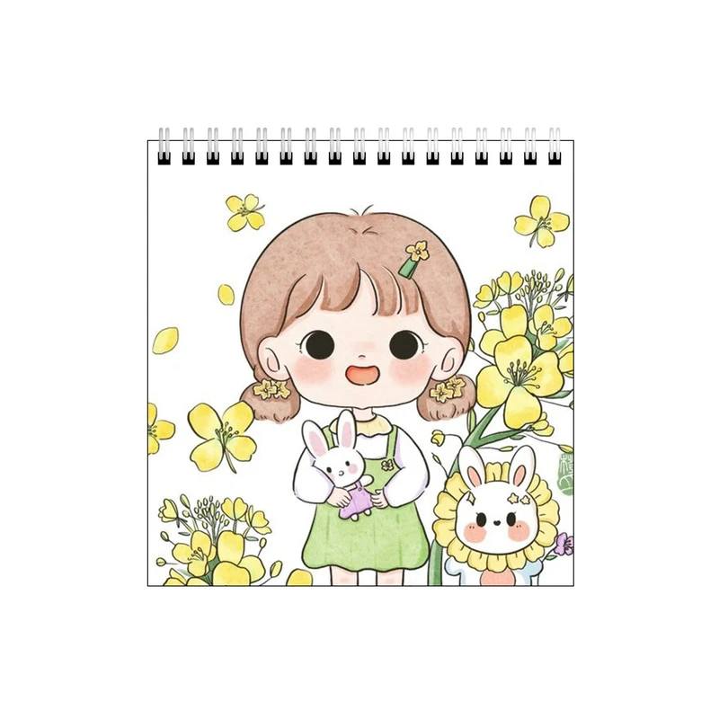 دفتر طراحی طرح دختر و خرگوش و گل آفتابگردان کد 4778543