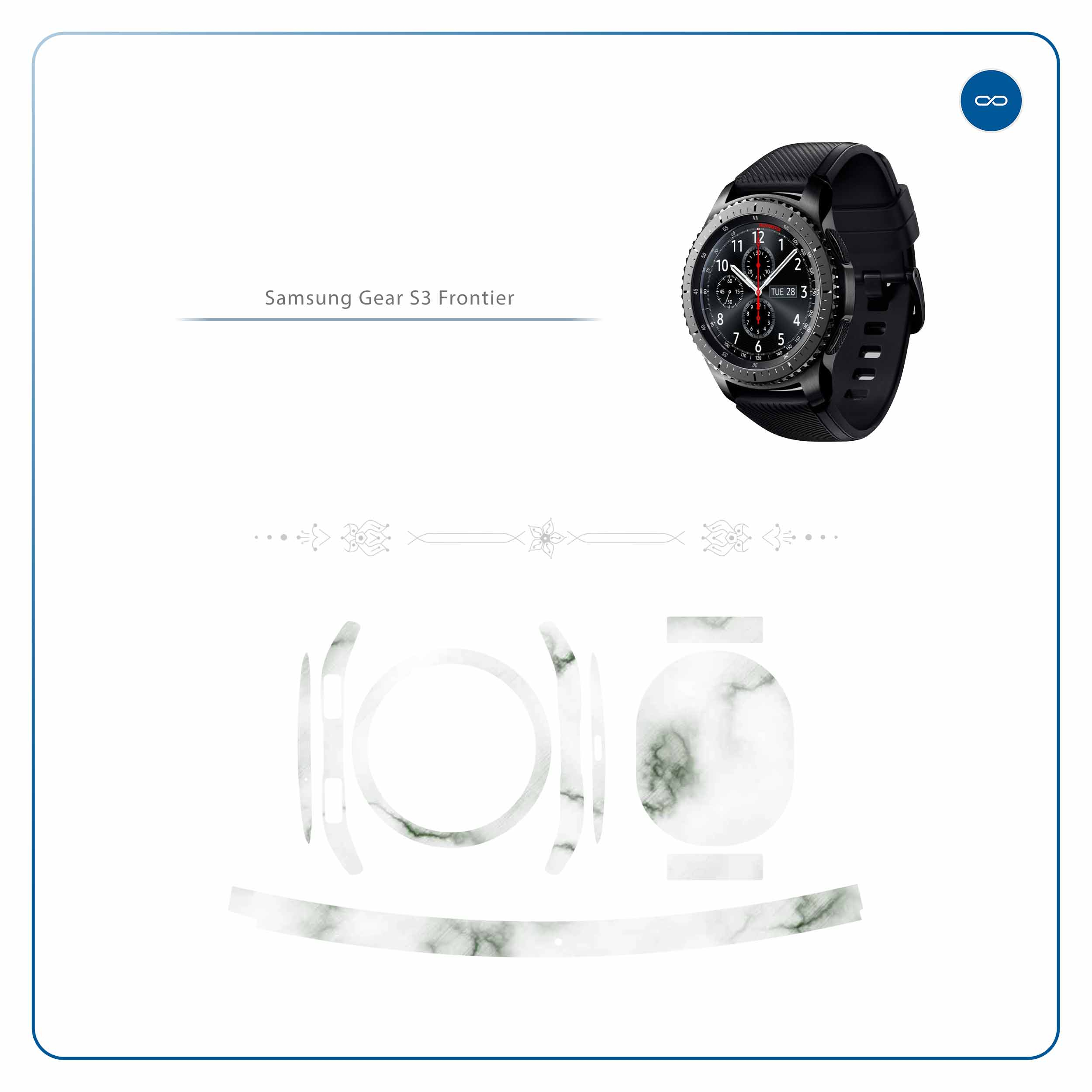 برچسب ماهوت طرح Blanco-Smoke-Marble مناسب برای ساعت هوشمند سامسونگ Galaxy Gear S3 Frontier