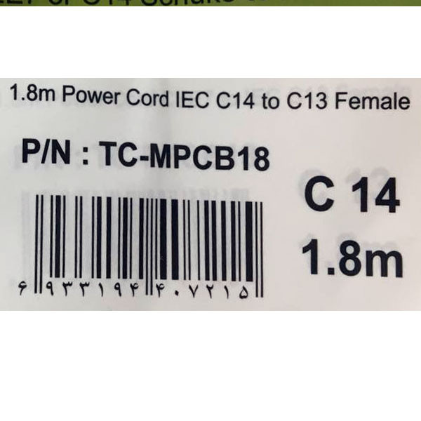 کابل برق بک تو بک تی سی تراست مدل TC-MPCB18 C13-C14 طول 1.8 متر