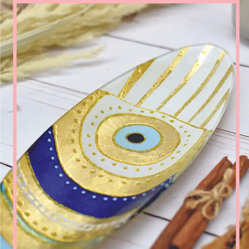 دیس شیشه ای مدل بیضی طرح چشم نظر