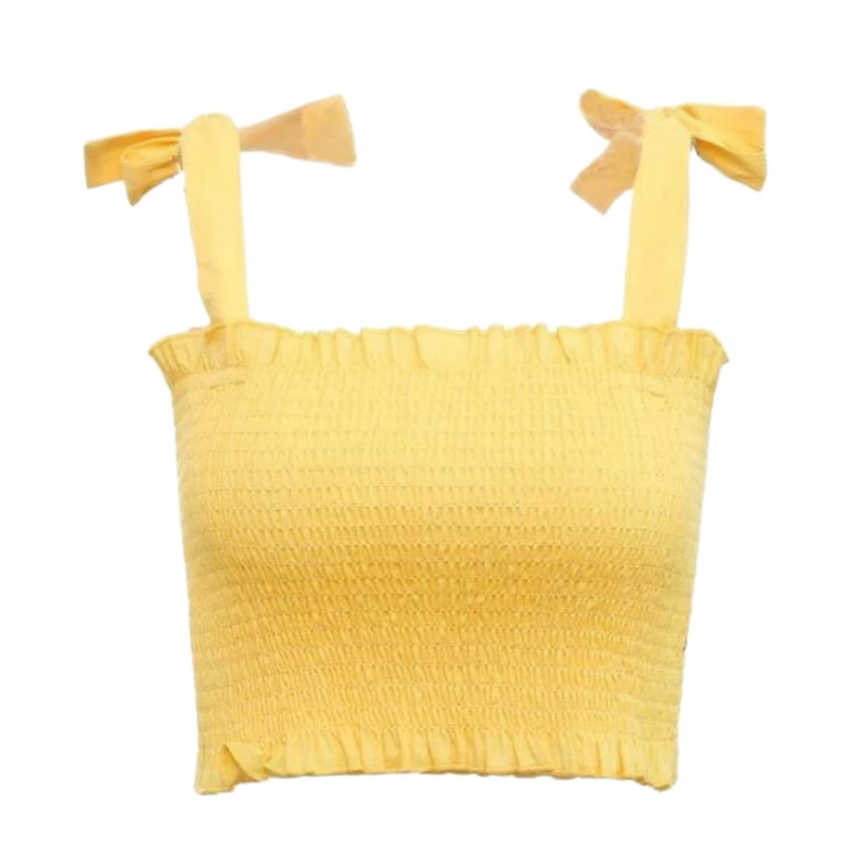 کراپ‌تاپ زنانه مدل آندریا رنگ زرد 