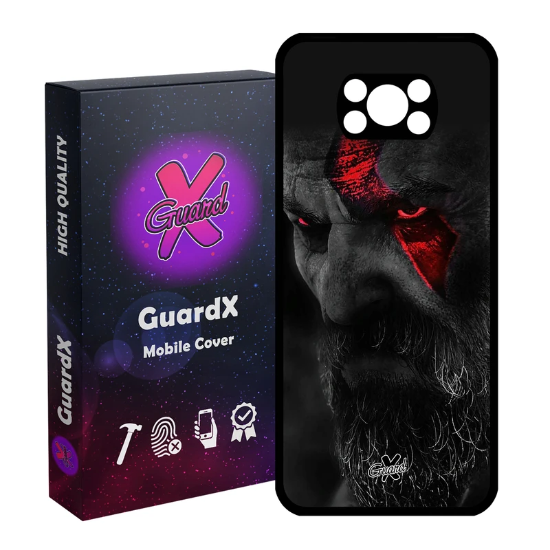 کاور گارد ایکس طرح God of War مدل Glass10349 مناسب برای گوشی موبایل شیائومی Poco X3 Pro