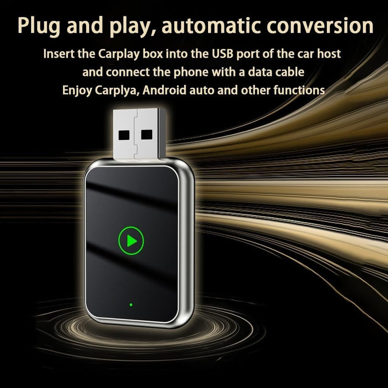کارپلی و اندروید اتو مدل Wireless CarPlay/Android Auto Q1J به همراه مبدل USB به USB-C