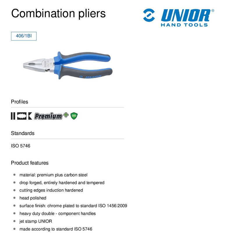 انبردست یونیور مدل 406/1BI سایز 7 اینچ انبردست یونیور مدل 406/1BI سایز 7 اینچ