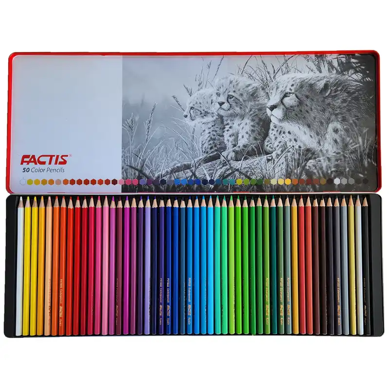 مداد رنگی 50 رنگ فکتیس طرح بچه پلنگ