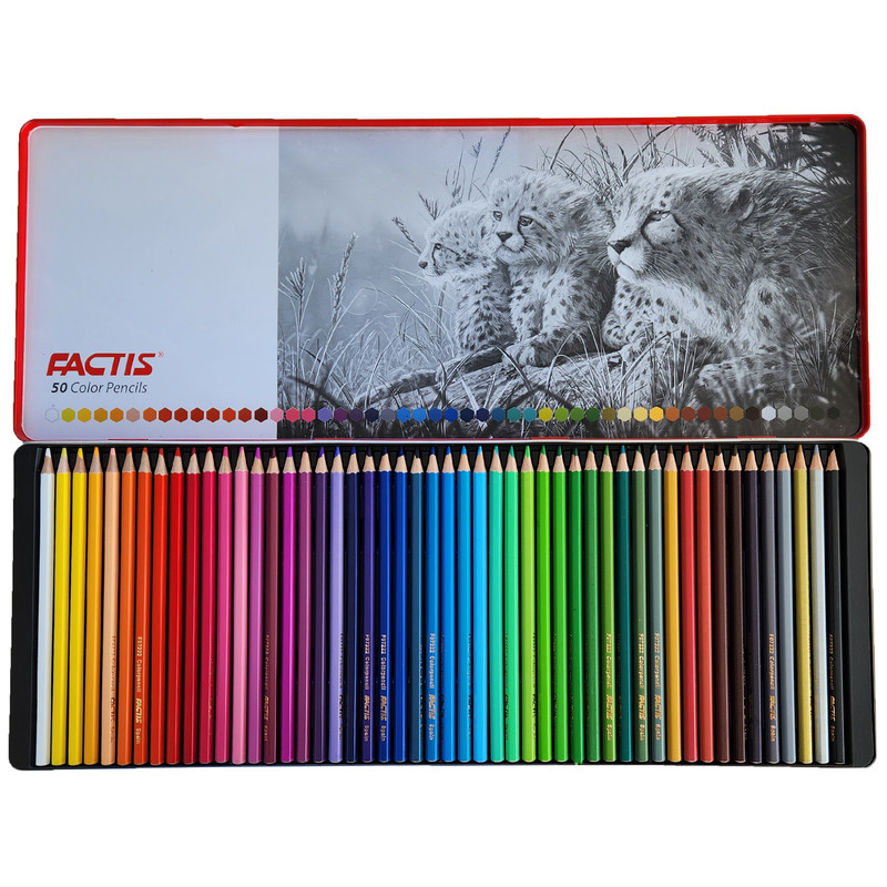 مداد رنگی 50 رنگ فکتیس طرح بچه پلنگ
