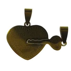 آویز گردنبند سلین کالا مدل قلب و کلید کد 02 مجموعه 2 عددی