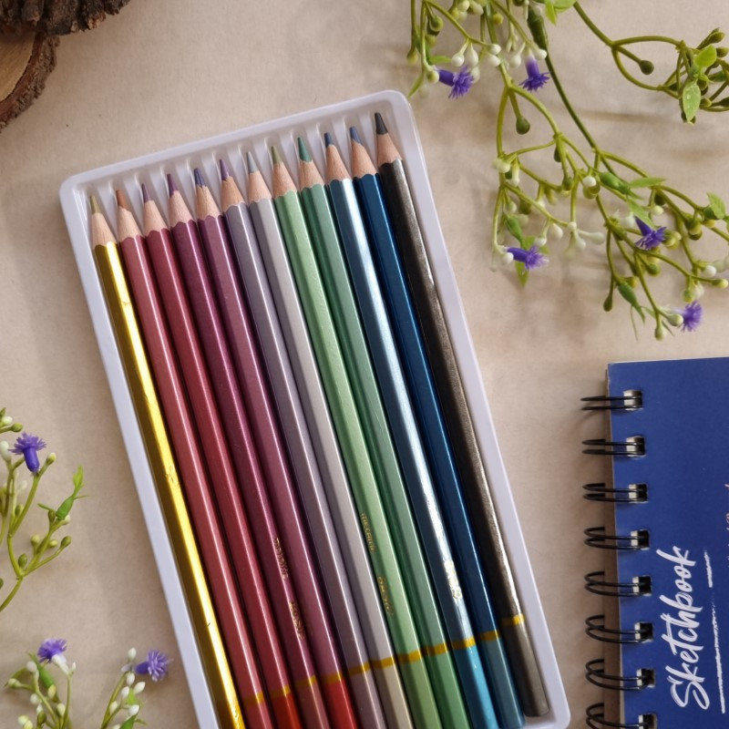 مداد رنگی 12 رنگ بیسیک مدل متالیک