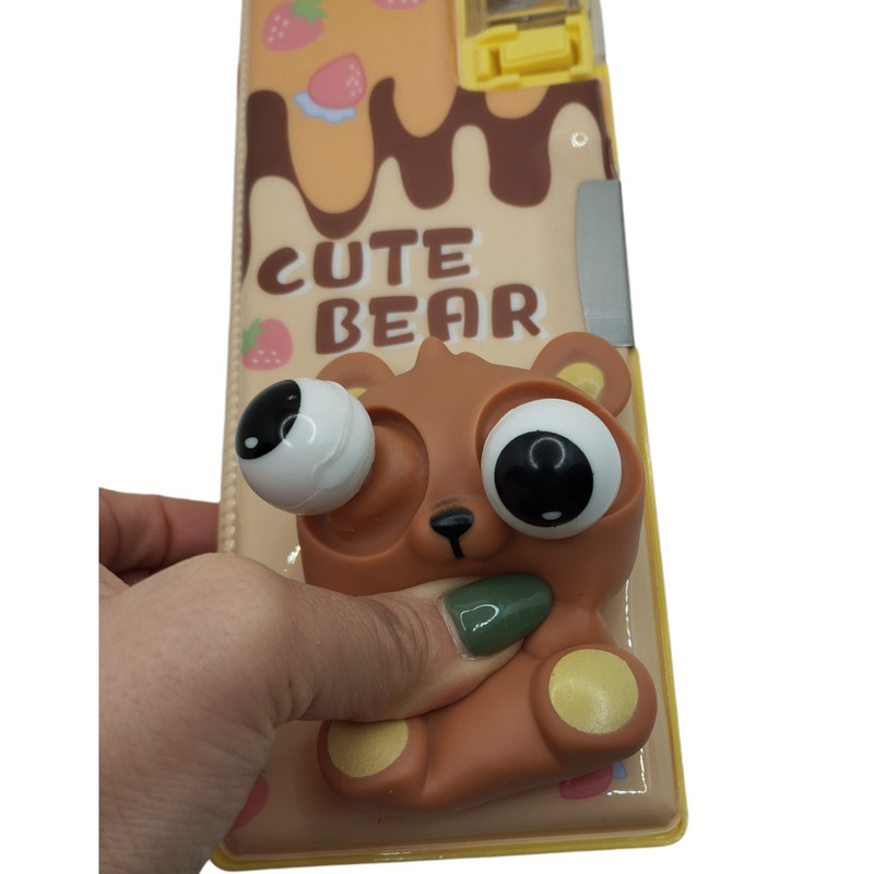 جامدادی مدل کتابی اسکوییشی طرح خرس چشم وزغی کد 01