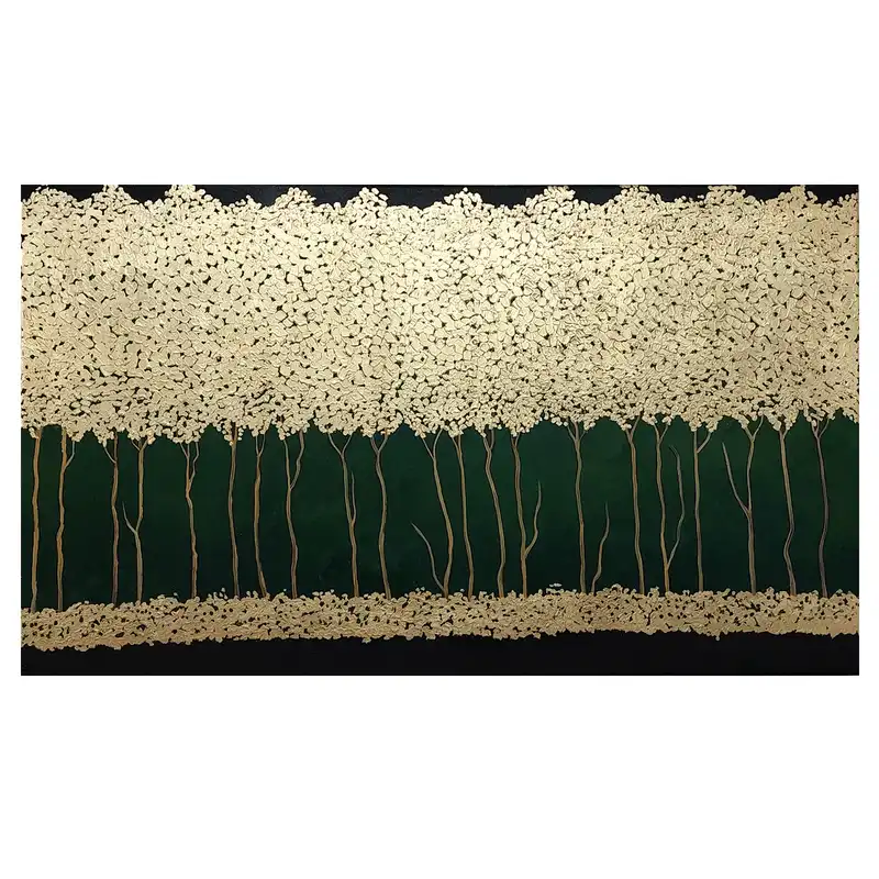 تابلو نقاشی ورق طلا طرح تلالو درختان در شب کد 195