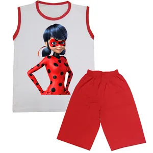 ست تاپ و شلوارک بچگانه مدل دخترکفشدوزکی کد STb2025