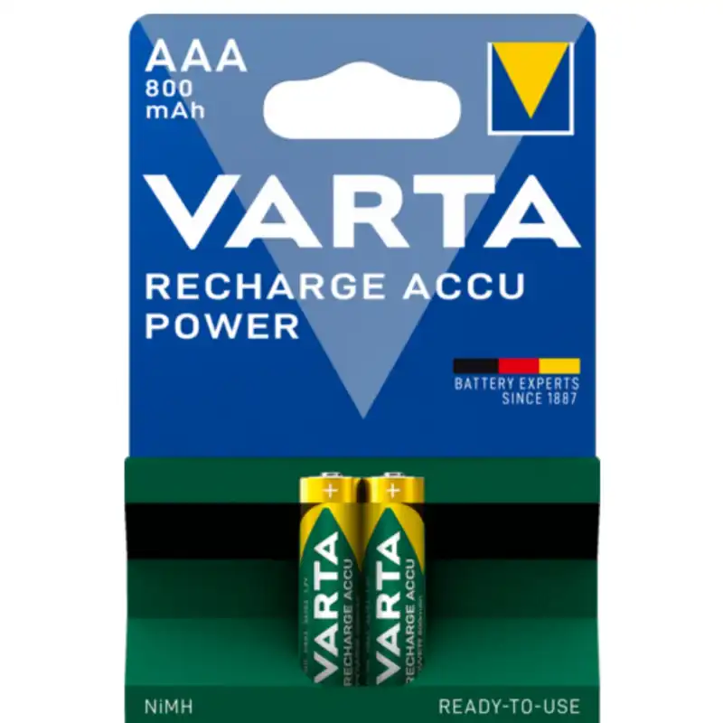 باتری نیم قلمی قابل شارژ وارتا مدل ACCU power Ready-to-use 800 بسته 2 عددی